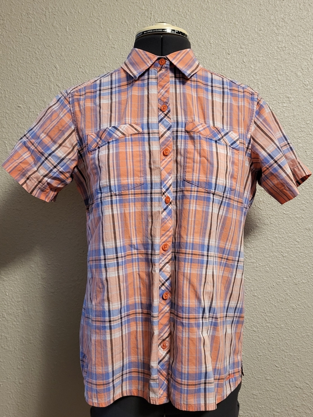 Cabela's Plaid Button-Up Short Sleeve Top Size Small